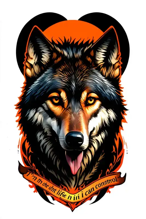 wolf tattoo with the script I'm the one thing in life I can control. I am inimitable. I am an original tattoo design idea