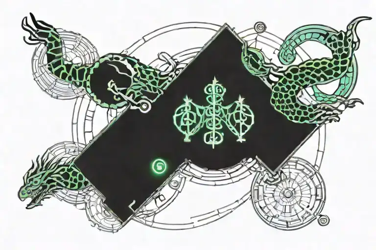 Western Zodiac Libra scale with eastern zodiac dragon tattoo design idea