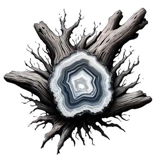 ocean agates driftwood tattoo design idea