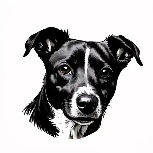 minimalist tattoo with a dog and something related to friends tv show ross geller character tattoo design idea