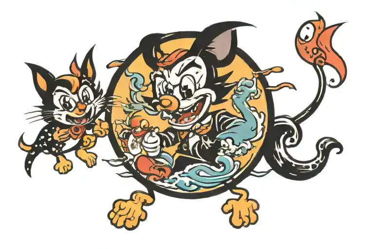 cartoon characters tattoo design idea