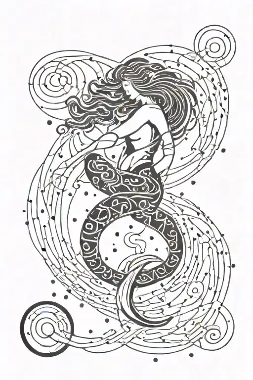 Aquarius zodiac sign, constellation intertwined tattoo design idea
