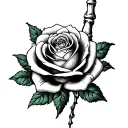 skeleton middle index thumb finger separate by a line with rose made by money on back hand tattoo design idea