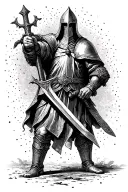 crusader holding sword tattoo design idea