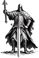 crusader holding sword tattoo design idea