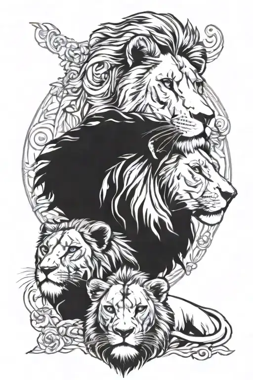lion and lioness tattoo design idea