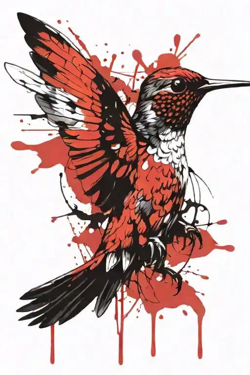 crying hummingbird flying tattoo design idea