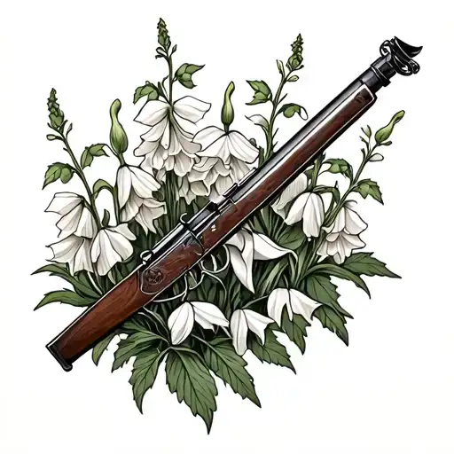 musket with foxgloves growing around it tattoo design idea