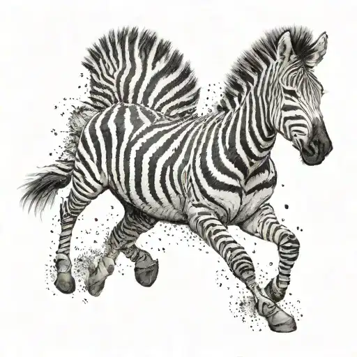 a zebra running freely tattoo design idea