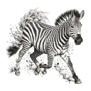 a zebra running freely tattoo design idea
