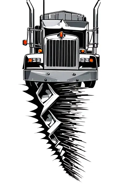 18 wheeler with 22 on the grill breaking through football tattoo design idea