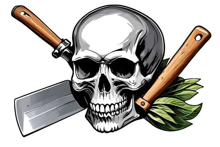 skull and trowels  tattoo design idea
