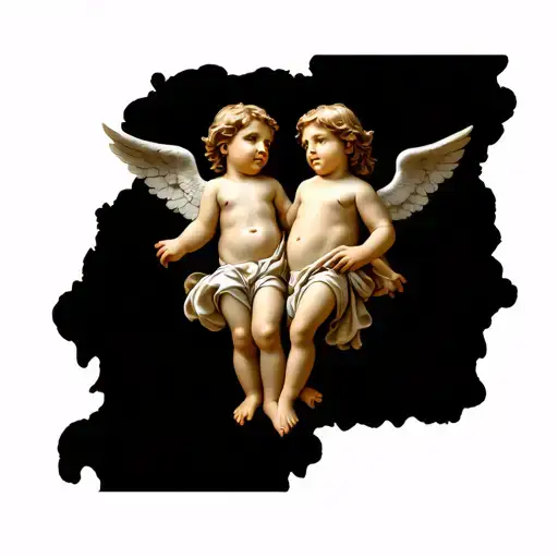 cherub on each side of the chest and something angelic in the middle  tattoo design idea