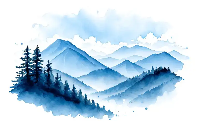 blue ridge mountains colored tattoo tattoo design idea