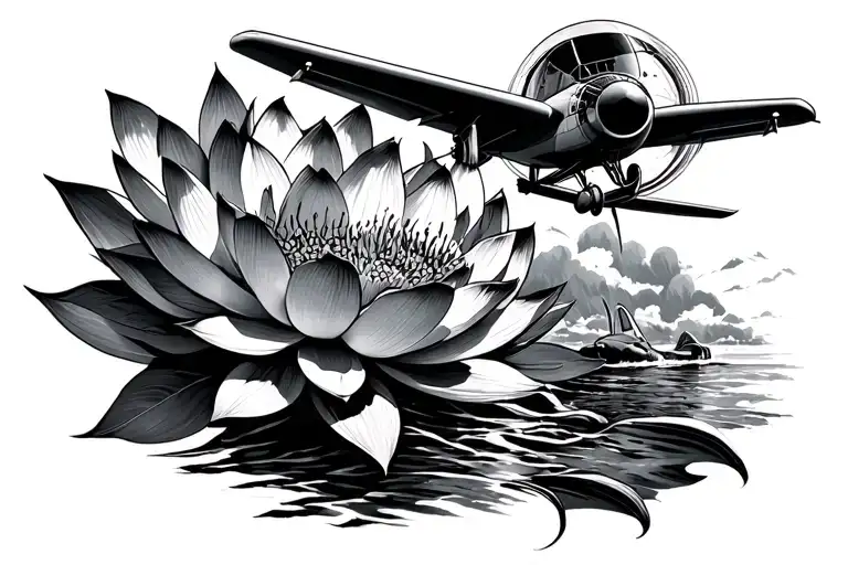 travel, navigation, aviation, lotus, bravery, struggle, hardwork  tattoo design idea