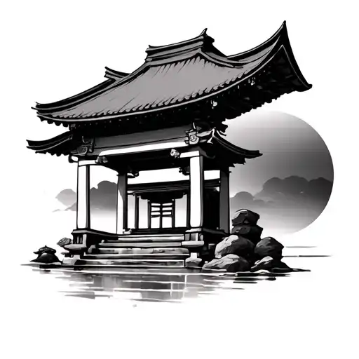 Japanese Shrine tattoo design idea