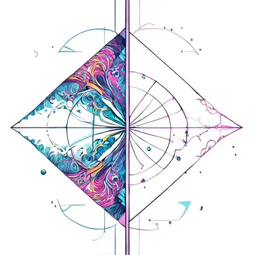 Gemini and Aquarius patern geometrical tattoo design idea