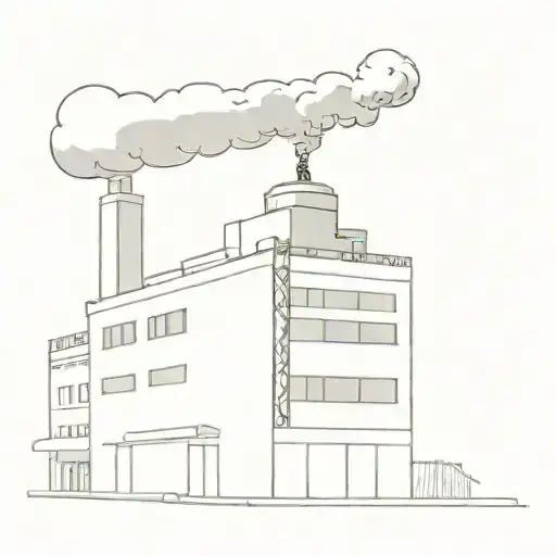 depressing communist style building with smoke coming of on top like a ciggarete tattoo design idea