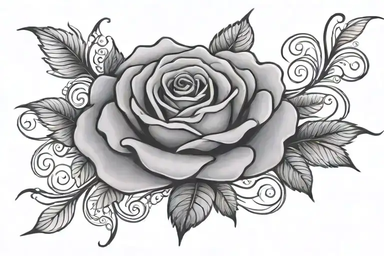 rose with squiggly stem with live love laugh on the stem  tattoo design idea