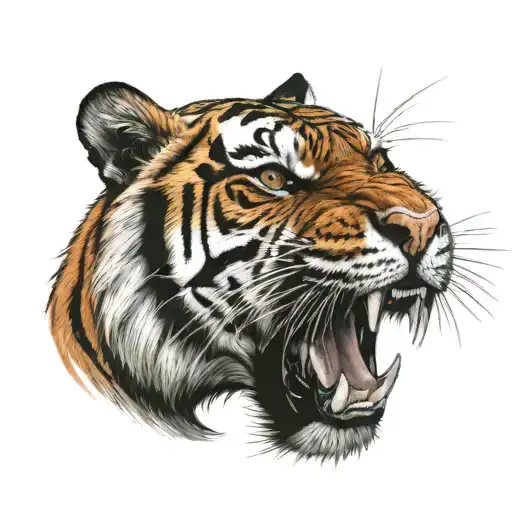 tiger roaring tattoo design idea