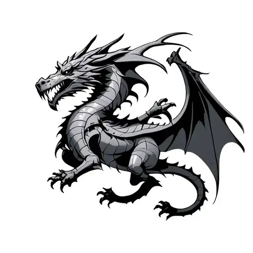 knights fighting dragon tattoo design idea