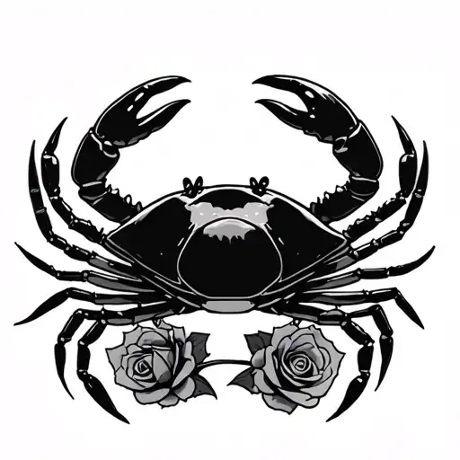 crab and roses wrapped arms around herself tattoo design idea