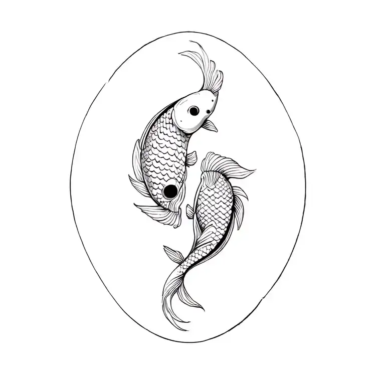 Black and white Koi fish yin yang tattoo design idea