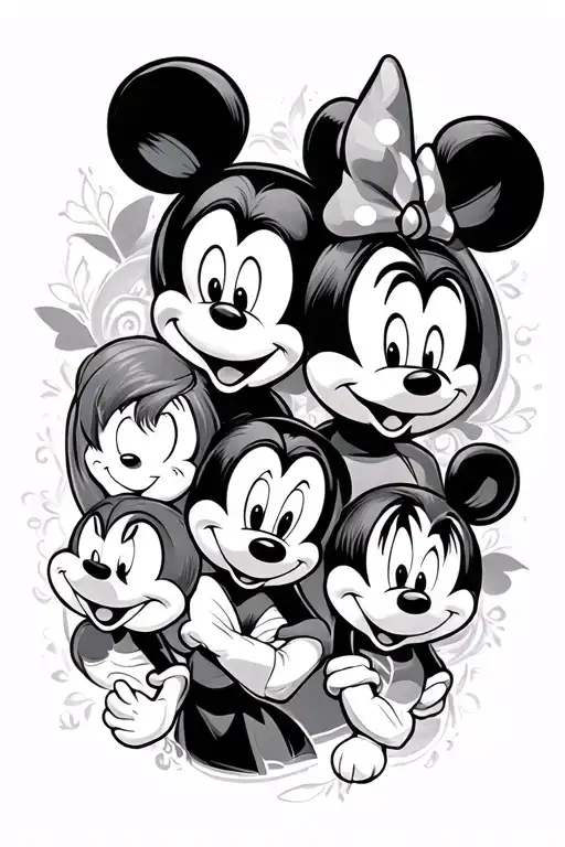 Disney characters tattoo design idea