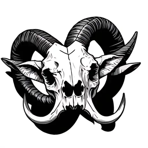 symmetrical Capricorn goat skull tattoo design idea