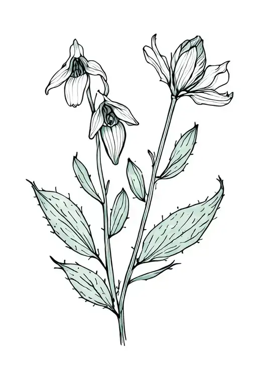 lady slipper and cactus blossom tattoo design idea