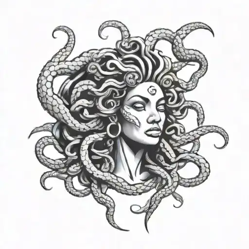 African Medusa tattoo design idea