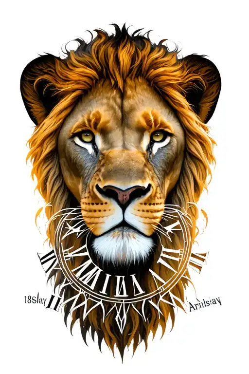 Arishay with 18th March 2021 Roman numerals with lion king influence tattoo design idea