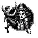 captain hook vs peter pan tattoo design idea