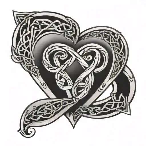 Celtic heart with infinity sign and birth years 1976 and 199 tattoo design idea