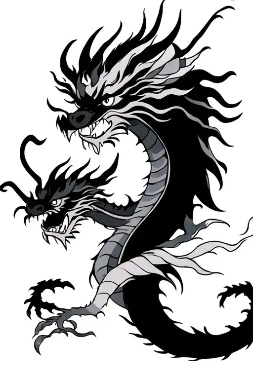 Chinese dragon with samurai warrior tattoo design idea