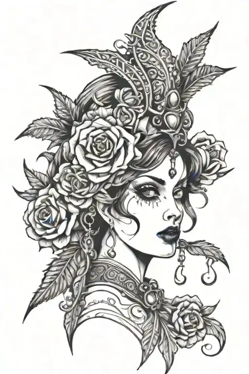 gay goth girl tarrot tattoo design idea