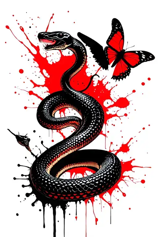 snake and butterfly spine tattoo tattoo design idea