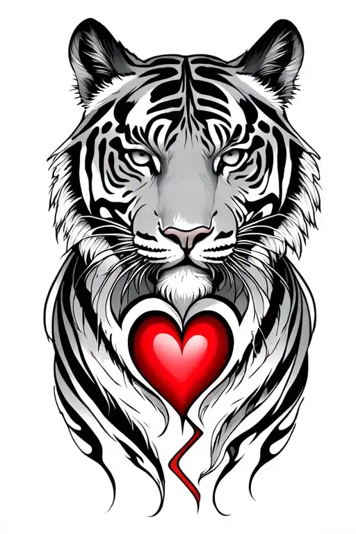 Tiger Virgo Taurus broken Heart Infinity tattoo design idea