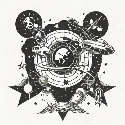 a group of stars wandering around earth minimalist tattoo tattoo design idea