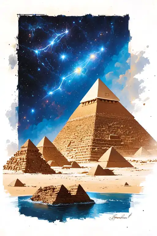 Orion constellation, Orion belt, Osiris, pyramids of Giza, Nile river,  tattoo design idea