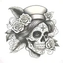 nurse sugar skull rose hair tattoo design idea