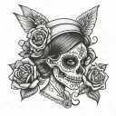 nurse sugar skull rose hair tattoo design idea