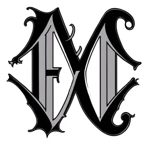 Tattoo mixing the letters M L F V D C C tattoo design idea
