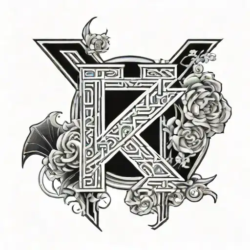 Roman with Japanese letters shoulder tattoo design idea