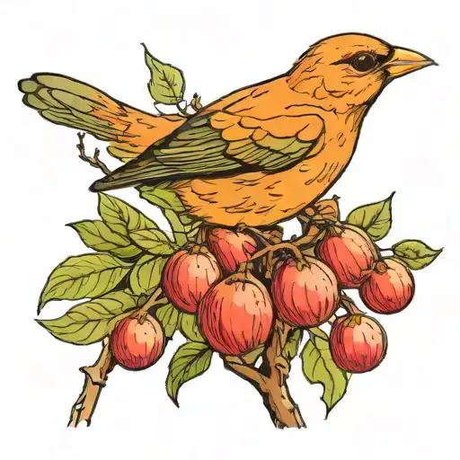 verdin bird in a fig tree tattoo design idea