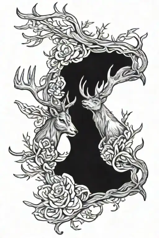 two deer antlers knotted together tattoo design idea