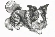 border collie with a moon tattoo design idea