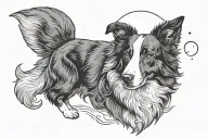 border collie with a moon tattoo design idea