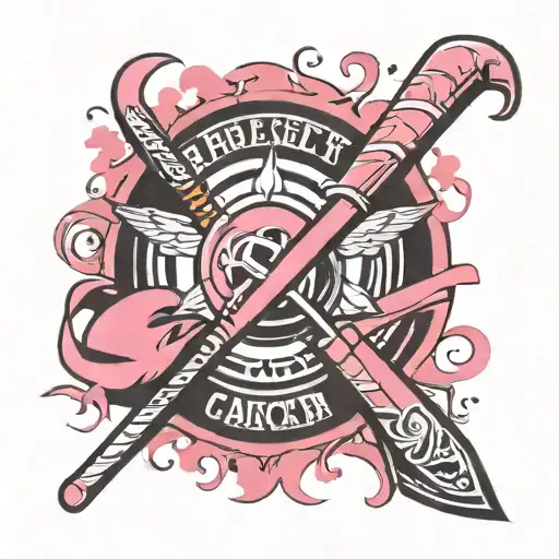 Breast Cancer Ribbon hockey stick tattoo design idea