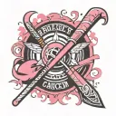 Breast Cancer Ribbon hockey stick tattoo design idea